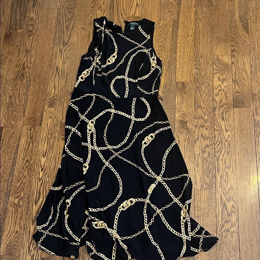 Black and Gold Chain Print Dress